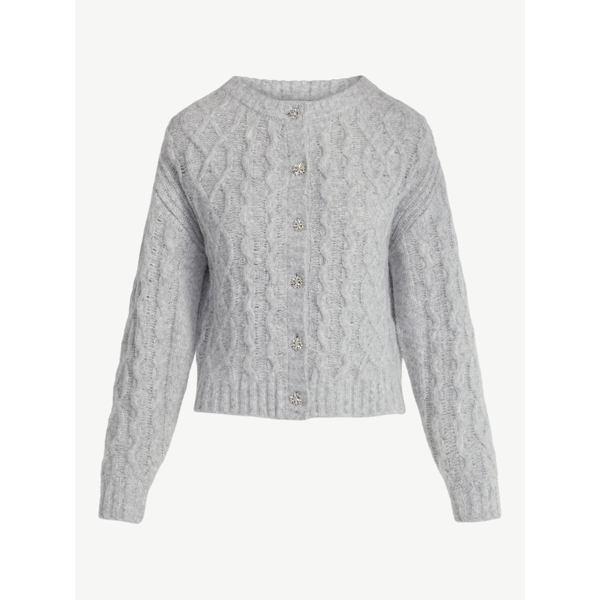 Free Assembly Women's and Women's Plus Cropped Cable Cardigan Sweater, Midweight, Sizes XS-4X | Walmart (US)