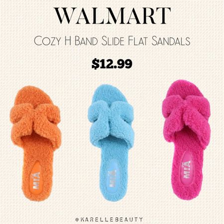 Walmart Mia Cozy H Band Slide Flat Sandals. 

#LTKFindsUnder50 #LTKSeasonal #LTKShoeCrush