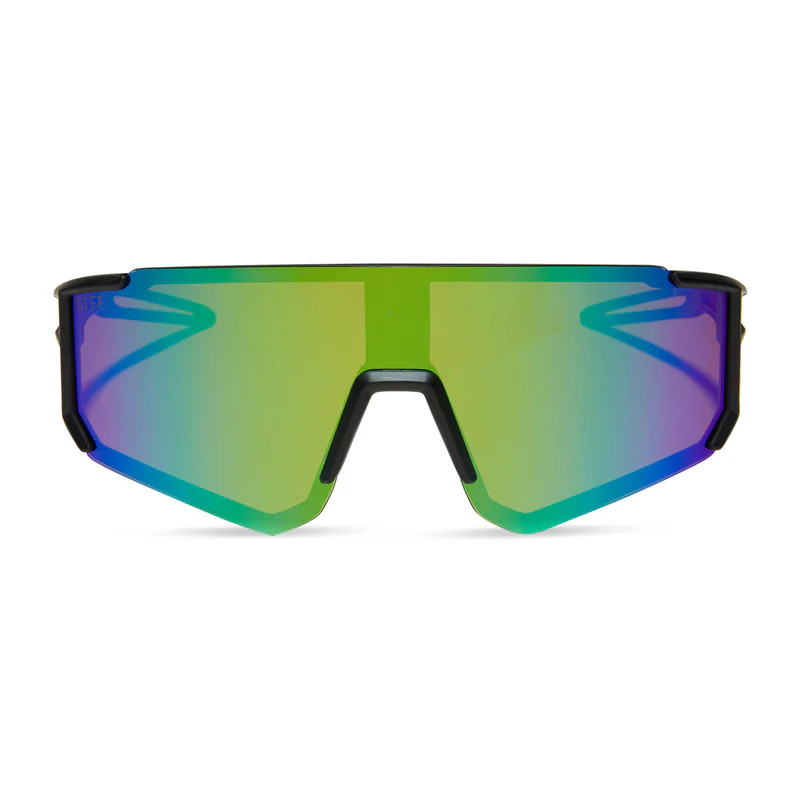 COLOR: matte black rainbow mirror polarized sunglasses | DIFF Eyewear