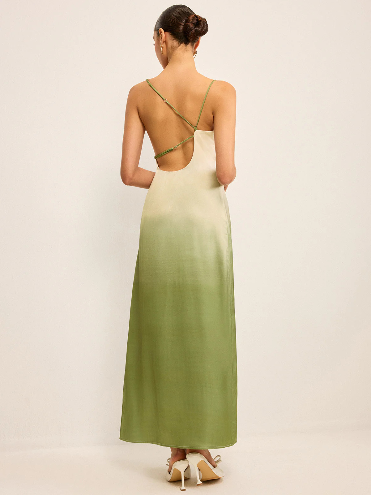 Gradient Asymmetrical Strap Maxi Dress | Commense