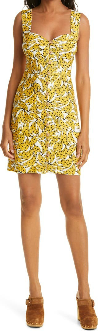 Spotted Bananas Button Front Cotton Minidress | Nordstrom