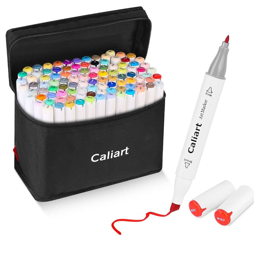 Caliart Markers, 100 Colors Dual Tip Art Markers Sketch Pens Permanent Alcohol Based, with Case f... | Amazon (US)