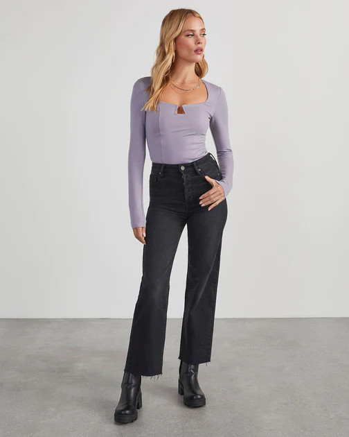Hiram Notched Neck Bodysuit - Lavender - SALE | VICI