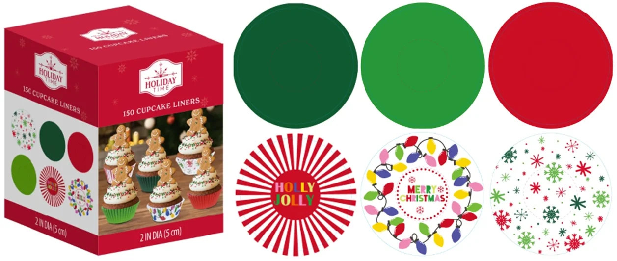 Multicolor Christmas Bulb Cupcake Liners, 150 Count, by Holiday Time | Walmart (US)