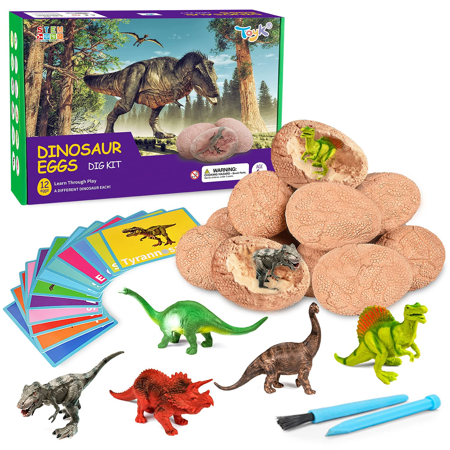 Dig Up Dinosaur Fossil Eggs, Break Open 12 Unique Eggs and Discover 12 Cute Dinosaurs, Easter Dig... | Amazon (US)
