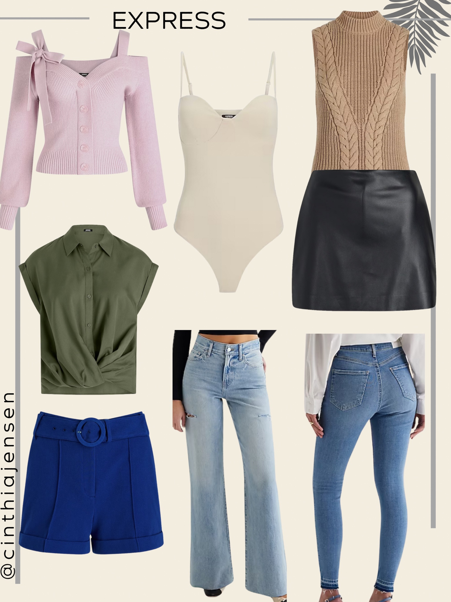 Express finds.

Pants size 0
Top size S
Shoe size 8

Express editor. Express you. Express finds. Dresses. Party outfit. Resort wear. Vacation outfit. Work wear. Blazer. Belt. Bag. Shoes. Pants. Onesie. Bodysuit. Casual outfit. Beach outfit. Mother’s day. Office wear. Style over 20. Style over 30. Downtown. Downtown LA. Beach. Jeans. Denim. Skirt. Leather skirt.

#LTKstyletip #LTKSeasonal #LTKSpringSale