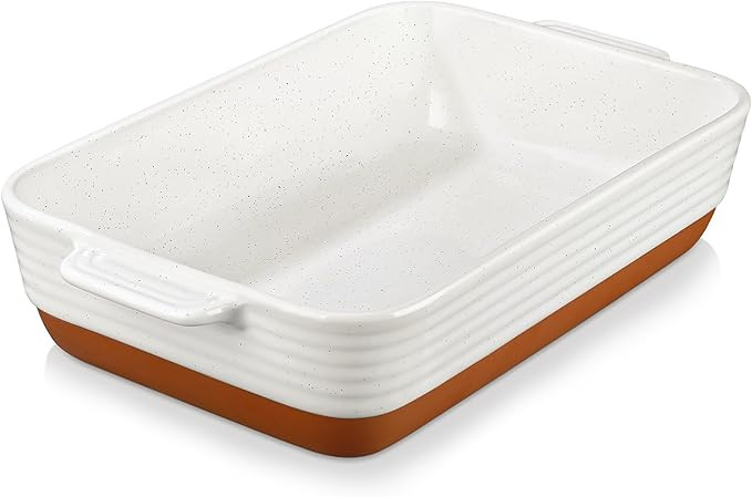 MALACASA Baking Dish 4.8 Qt Ceramic Casserole & Lasagna Pan, 9x13 Inch Deep Rectangular Oven Safe... | Amazon (US)