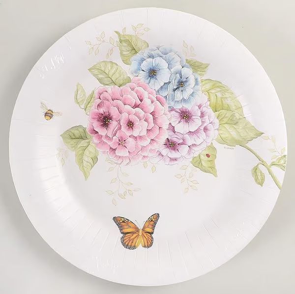 Butterfly Meadow Hydrangea (Pack of 8) Paper Dinner Plate by Lenox | Replacements