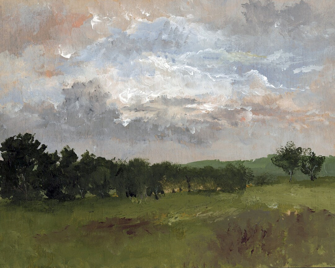 Field Painting, Neutral Artwork, Vintage Style Painting, Wall Art, Art Print, Moody Painting, Neu... | Etsy (US)