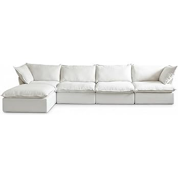U-Shaped White Cloud Sectional Couches, Deep 6-Seats Convertible Couch, Modular Sofa with Chaise ... | Amazon (US)