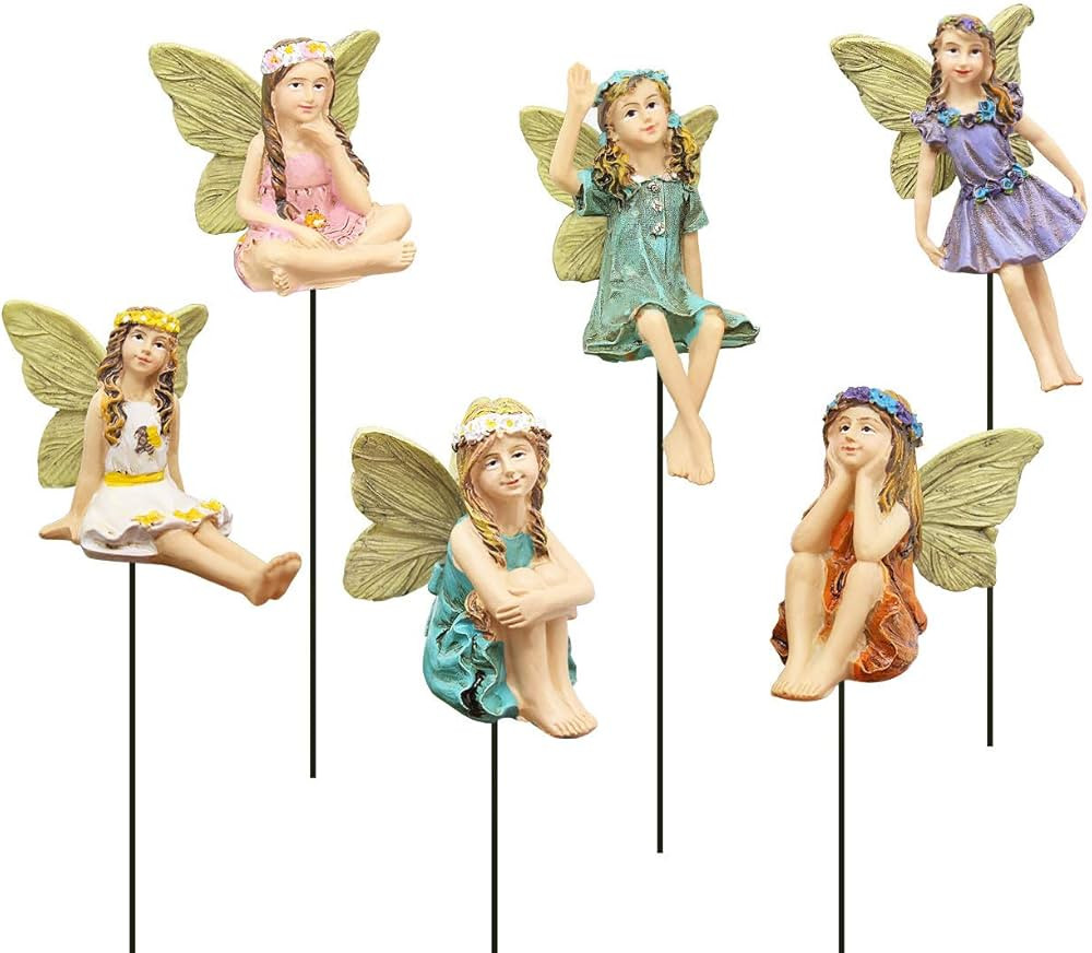Fairy Garden Vintage Resin Fairy Figurines for Outdoor Garden Yard Lawn Supplies Home Decor Set o... | Amazon (US)