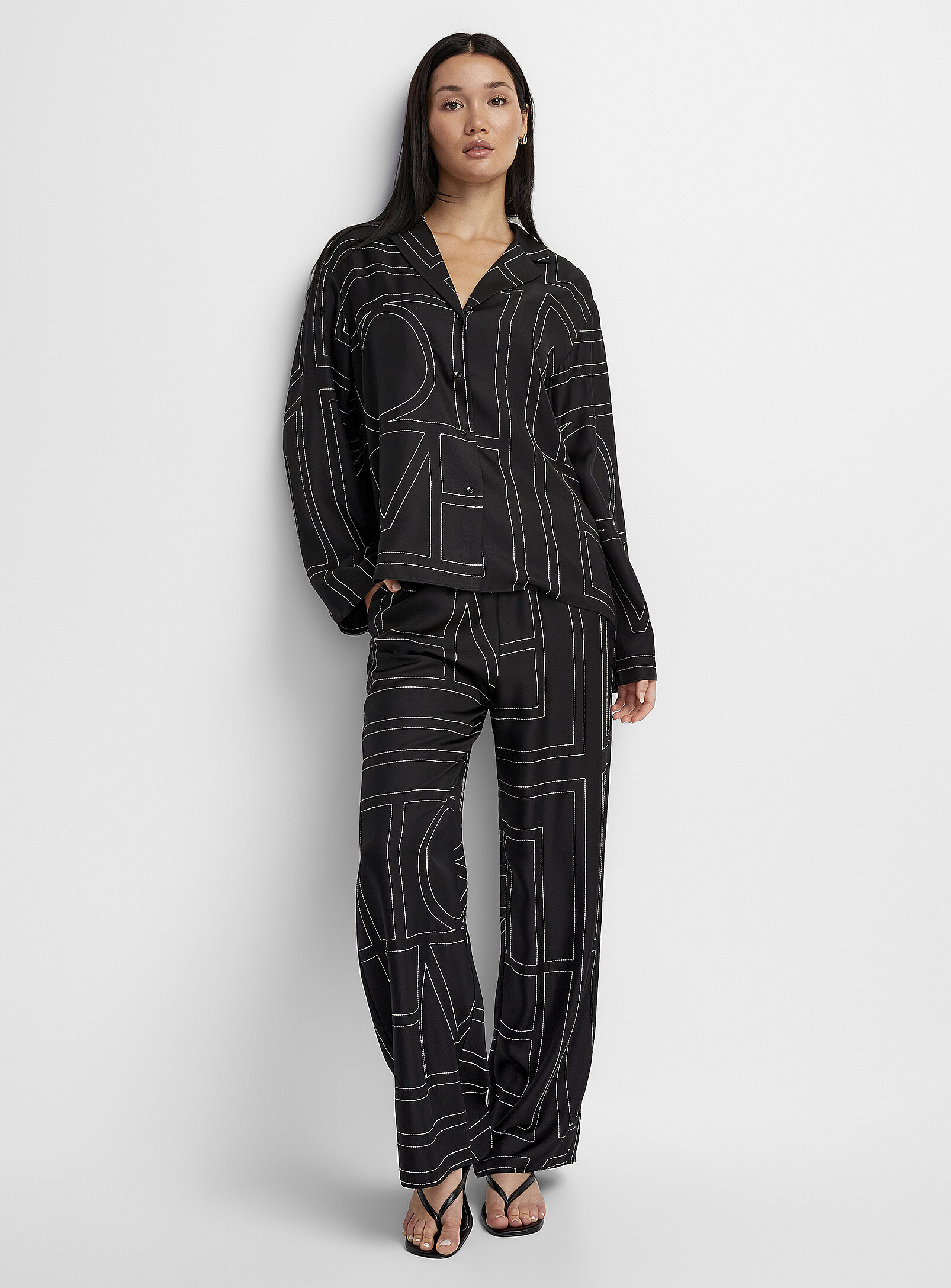 Toteme - Embroidered pure silk pant (Women, Black, 42) | Simons