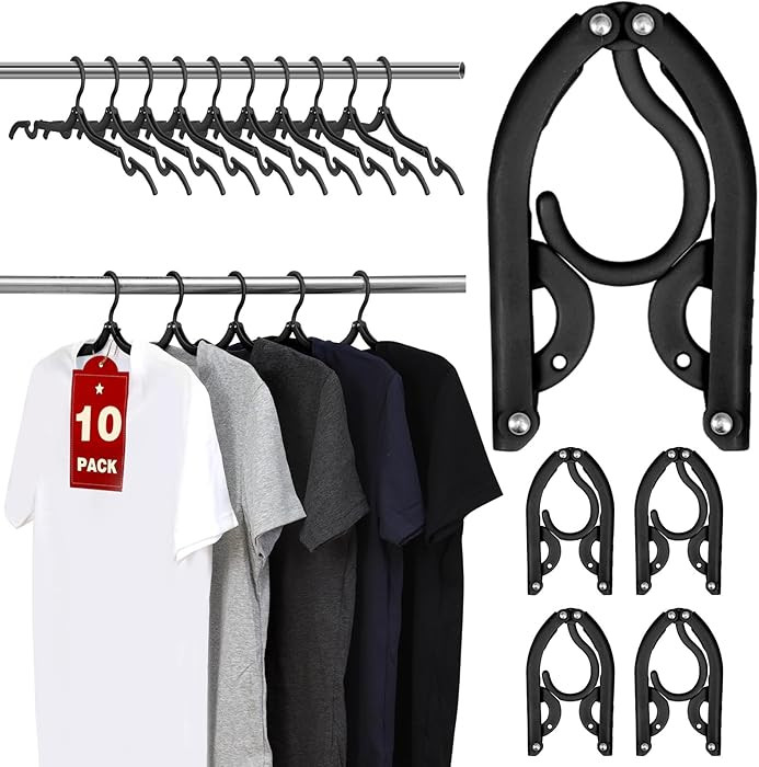 10 Pcs Travel Hangers, Cruise Ship Essentials Foldable Hangers Plastic Travel Essentials, Portabl... | Amazon (US)