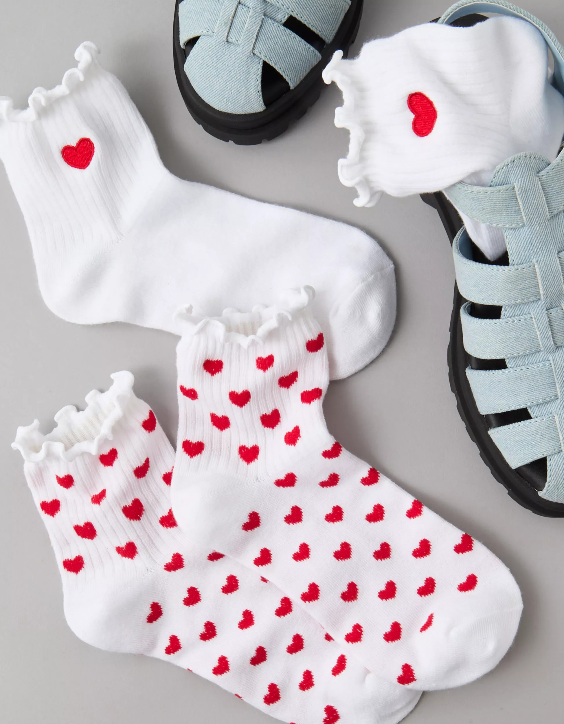 AE Heart Ruffle Sock 2-Pack | American Eagle Outfitters (US & CA)