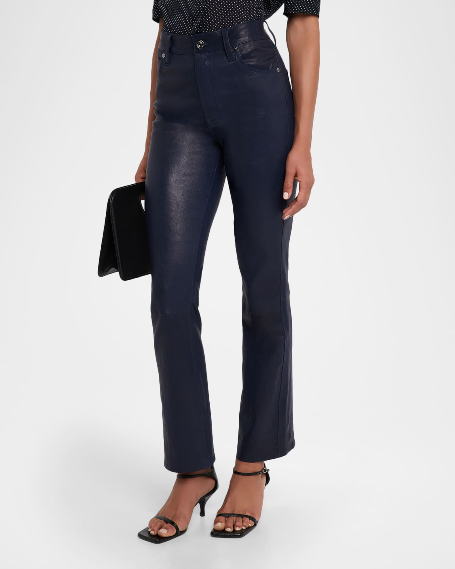 FRAME The Leather Reboot Crop Jeans | Neiman Marcus