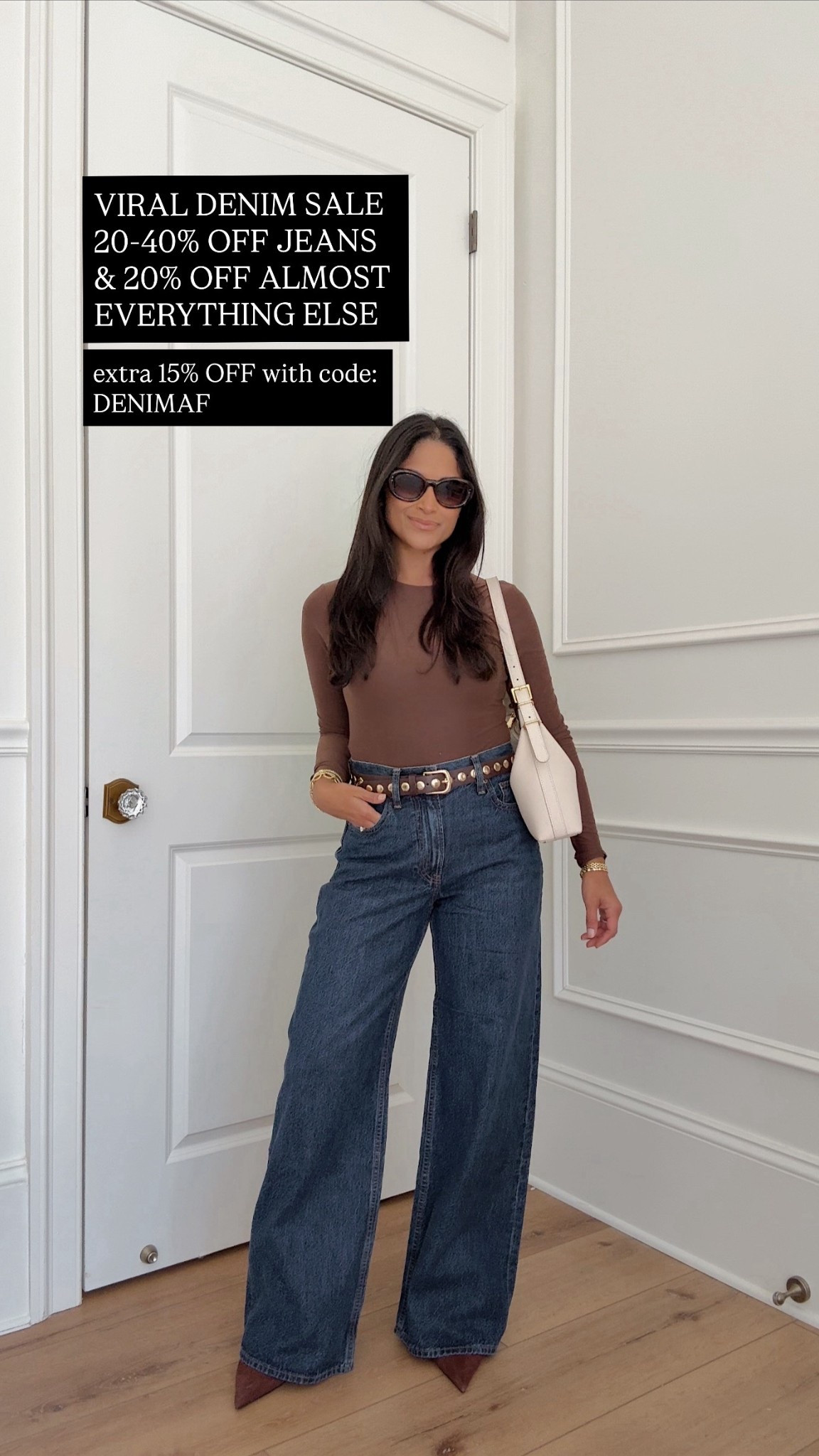 VIRAL DENIM SALE 20-40% OFF JEANS
20% OFF ALMOST EVERYTHING ELSE
+ extra 15% OFF with code: DENIMAF

Size reference: I’m 5 ft | 27/28” waist | a true size 26 (wearing a 26 here)

These are the high rise wide leg in dark process (wearing sz 26 in the regular length so I can wear with heels) 
—these were a best seller for me last fall too! 


#denim #falloutfits #widelegjeans #jeans #tranistionaloutfits #abercrombie #chocolatebrown