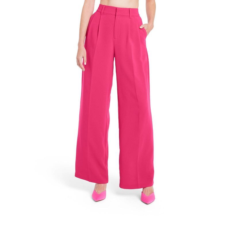 Women's High-Waist Wide Leg Tailored Trousers - Sergio Hudson x Target Pink | Target