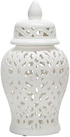 Sagebrook Home 15405-03 Ceramic 24" Cut-Out Temple Jar, White | Amazon (US)