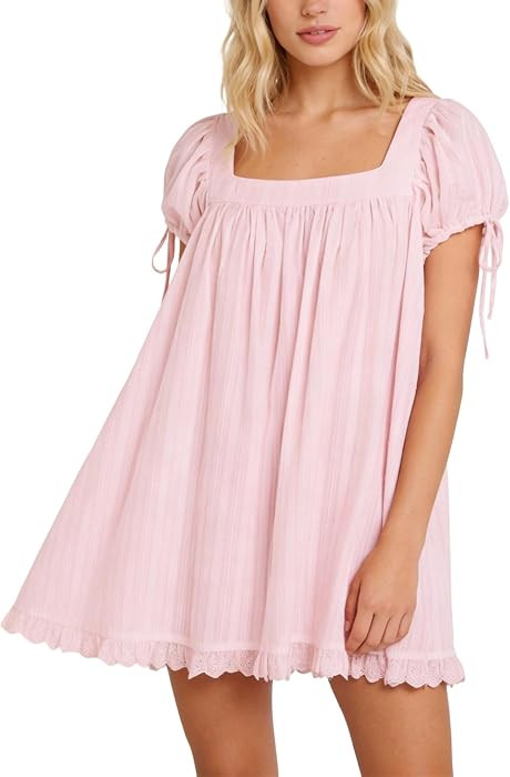 Womens Square Neck Blouse Short Sleeve Babydoll Ruffle Tops Oversized Cute Peplum Casual Top | Amazon (US)
