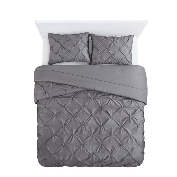 Better Homes and Gardens Grey Cotton Pintuck 3-Piece Comforter Set, King - Walmart.com | Walmart (US)