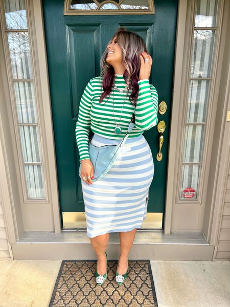 ✨SIZING•PRODUCT INFO✨
⏺ Blue and White Striped Sweater Skirt •• Large •• Sized down for a fitted look •• Walmart  
⏺ Green and White Striped Mockneck •• M •• sized down for fitted look •• Walmart 
⏺ Blue Hobo Bag •• linked similar from Amazon 
⏺ Green Bling Heels •• TTS •• SHEIN
⏺ Shaping Short •• TTS •• XL •• Walmart 
⏺ Stacked Rings •• Ettika  

📍Say hi on YouTube•Tiktok•Instagram ✨”Jen the Realfluencer | Decent at Style”

👋🏼 Thanks for stopping by, I’m excited we get to shop together!

🛍 🛒 HAPPY SHOPPING! 🤩

#walmart #walmartfinds #walmartfind #walmartfall #founditatwalmart #walmart style #walmartfashion #walmartoutfit #walmartlook. #spring #springstyle #springoutfit #springoutfitidea #springoutfitinspo #springoutfitinspiration #springlook #springfashion #springtops #springshirts #springsweater #workwear #work #outfit #workwearoutfit #workwearstyle #workwearfashion #workwearinspo #workoutfit #workstyle #workoutfitinspo #workoutfitinspiration #worklook #workfashion #officelook #office #officeoutfit #officeoutfitinspo #officeoutfitinspiration #officestyle #workstyle #workfashion #officefashion #inspo #inspiration #slacks #trousers #professional #professionalstyle #professionaloutfit #professionaloutfitinspo #professionaloutfitinspiration #professionalfashion #professionallook #dresspants #skirt #skirtoutfit #skirtoutfitinspo #skirtoutfitinspiration #skirtlook #skirtstyle #skirtfashion #skirtworkwear #skirtprofessional #skirtoffice #blue #darkblue #lightblue #navy #navyblue #babyblue #cobaltblue #grayblue #teal #tealblue #blueoutfit #blueoutfitinspo #bluestyle #blueshirt #bluepants #blueoutfitinspiration #outfitwithblue #bluelook #skirt #skirtoutfit #skirtoutfitinspo #skirtoutfitinspiration #skirtlook #skirtstyle #skirtfashion #skirtworkwear #skirtprofessional #skirtoffice #green #olive #olivegreen #hunter #huntergreen #kelly #kellygreen #forest #forestgreen #greenoutfit #outfitwithgreen #greenstyle #greenoutfitinspo #greenlook #greenoutfitinspiration ##spr
#under10 #under20 #under30 #under40 #under50 #under60 #under75 #under100 


#LTKcurves #LTKunder50 #LTKworkwear