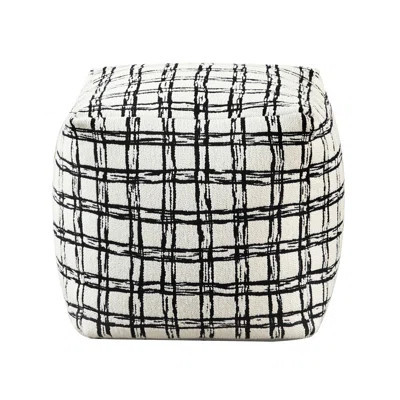 Square Black White Pouf, Bead Filling, Non-Slip Bottom, Fabric Pouf , Zippered, Bottom Layer | Wayfair North America
