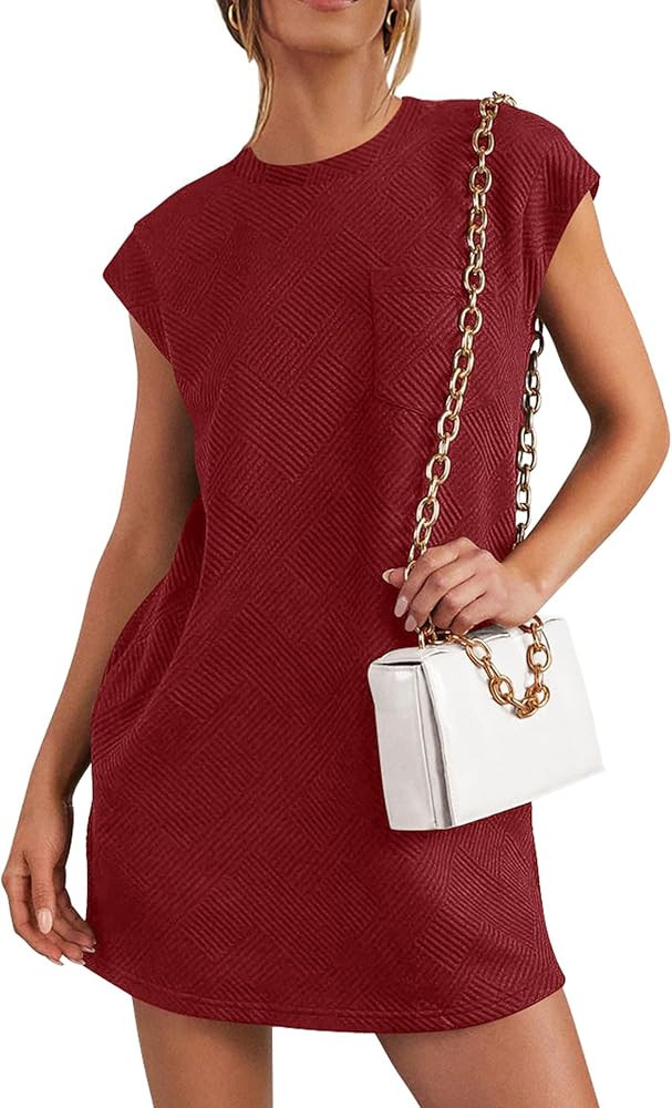 PRETTYGARDEN Women's Summer Short T Shirt Dress Cap Sleeve Crew Neck Casual Loose Basic Mini Dres... | Amazon (US)