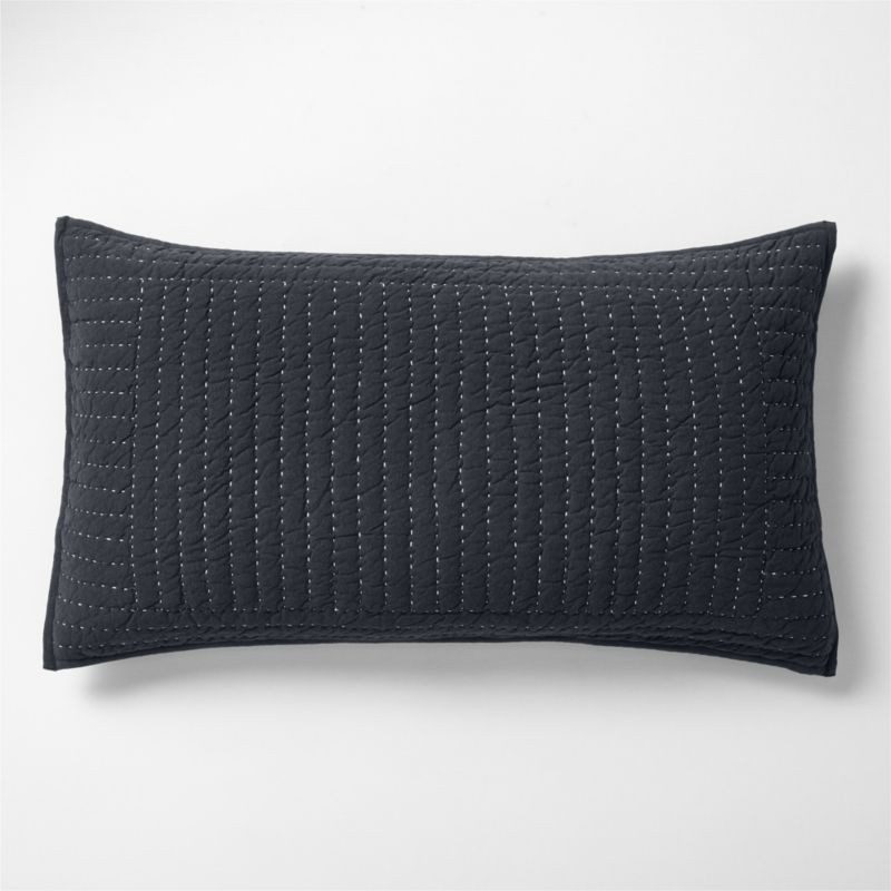 Cozysoft Organic Jersey Midnight Navy King Quilted Bed Pillow Sham + Reviews | Crate & Barrel | Crate & Barrel