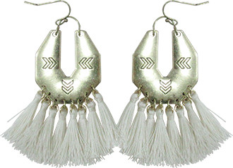 Time and Tru Women's Ivory Tassel Chevron Metal Earring | Walmart (US)