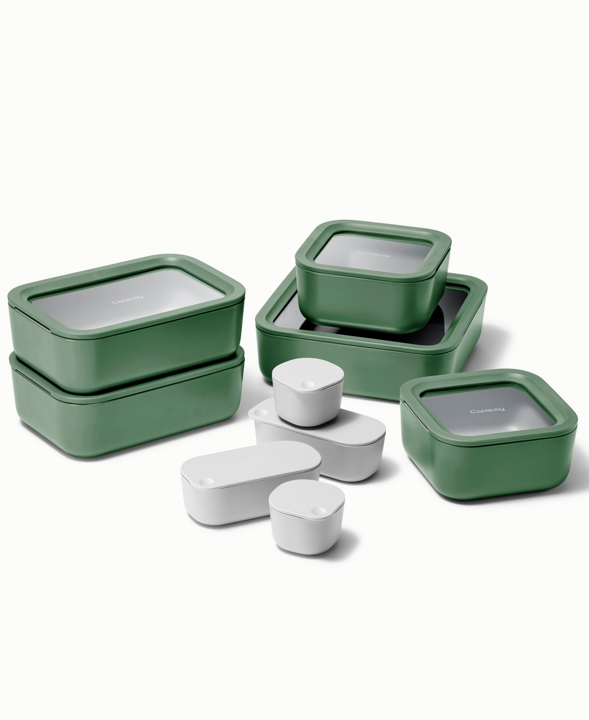 Caraway 17 Piece Glass Food Storage Set - Sage | Macy's
