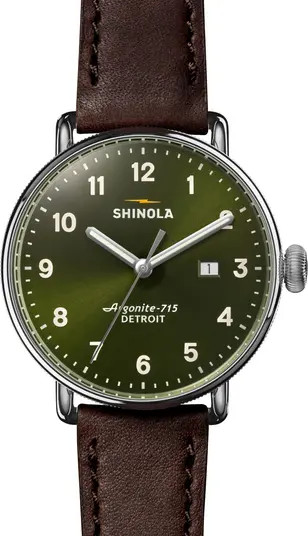Shinola Canfield Leather Strap Watch, 43mm | Nordstrom | Nordstrom