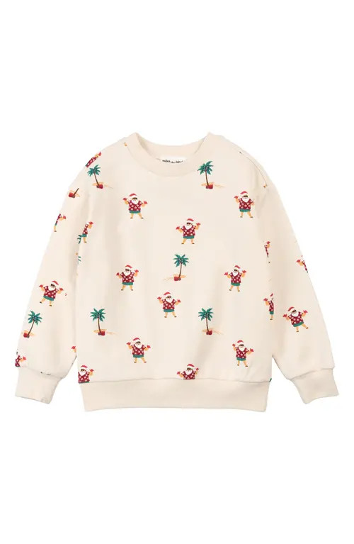 MILES BABY Kids' Hawaiian Santa Print Fleece Sweatshirt in Beige at Nordstrom, Size 6 | Nordstrom