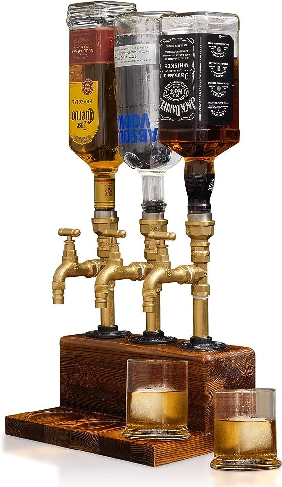 KONELCARE Wood Liquor Dispenser-Solid Base Real Brass, Leakproof,Smooth Pouring Dispenser for Hom... | Amazon (US)