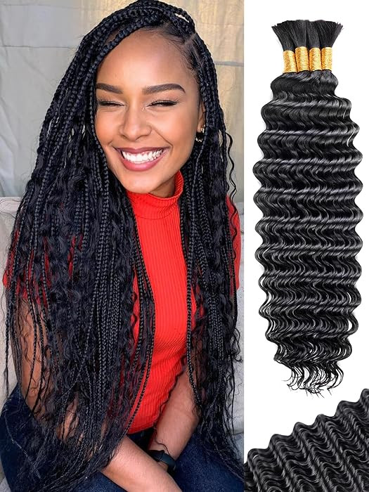 Human Braiding Hair for Boho Braids 18 Inch 100 g 4 Bundles Deep Wave Bulk Human Hair for Braidin... | Amazon (US)