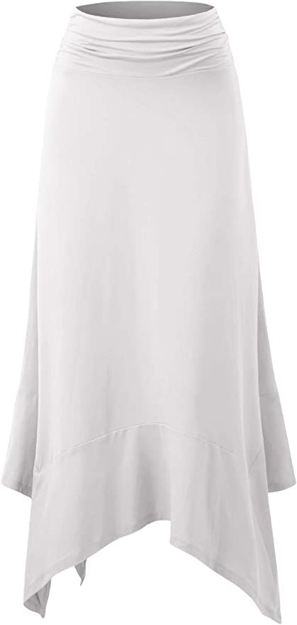 Women's Summer Casual Skirts Soft Fit Flowy Handkerchief Hemline Midi Skirt | Amazon (US)