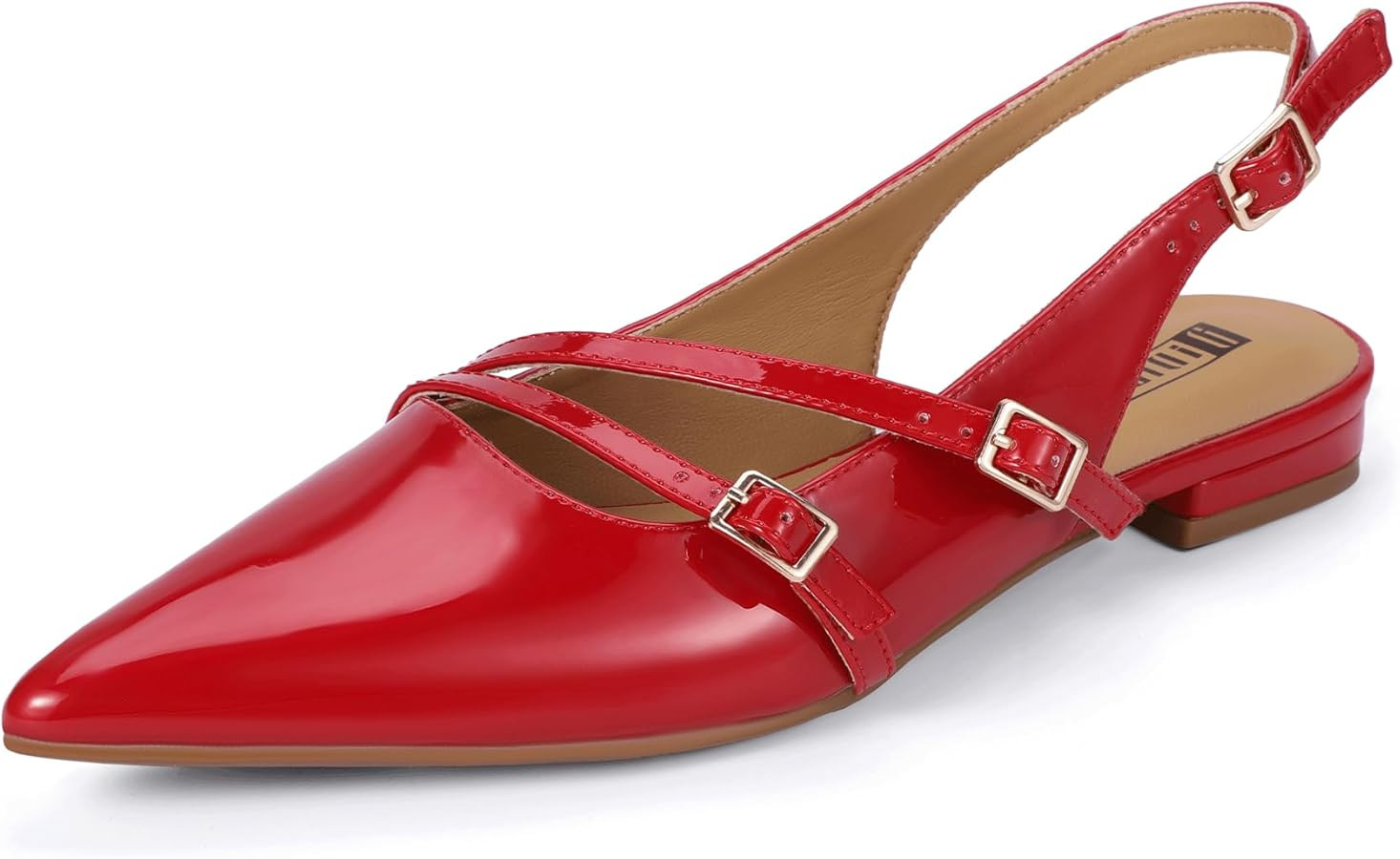 IDIFU Women's Flat Shoes Pointed Toe Strappy Slingback Ballet Flats Wedding Office Work Bridal Fo... | Amazon (US)