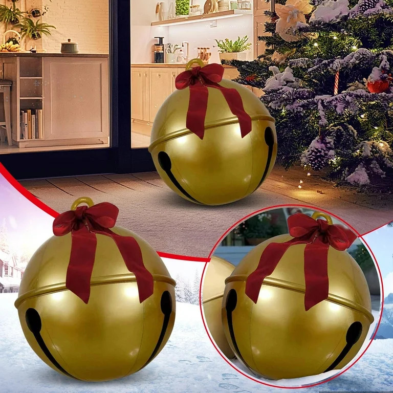 Rovga 24 Inch Giant Christmas Inflatable Ball Outdoor Ornament Inflatable Christmas Ornament Outd... | Walmart (US)