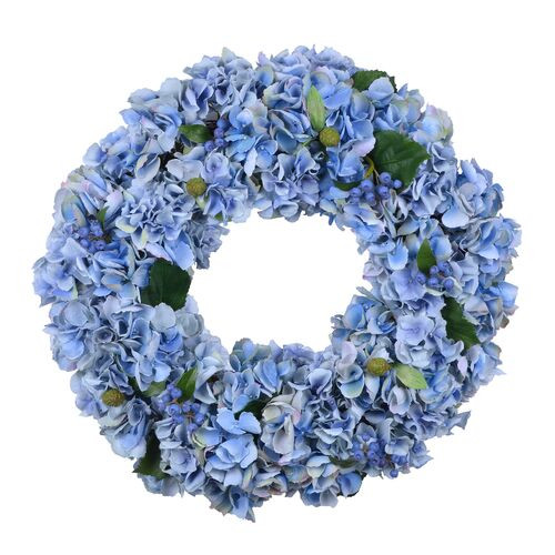 24" Hydrangea Wreath, Blue | One Kings Lane