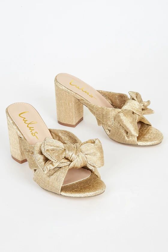 Dorothea Gold Knotted High Heel Sandals | Lulus