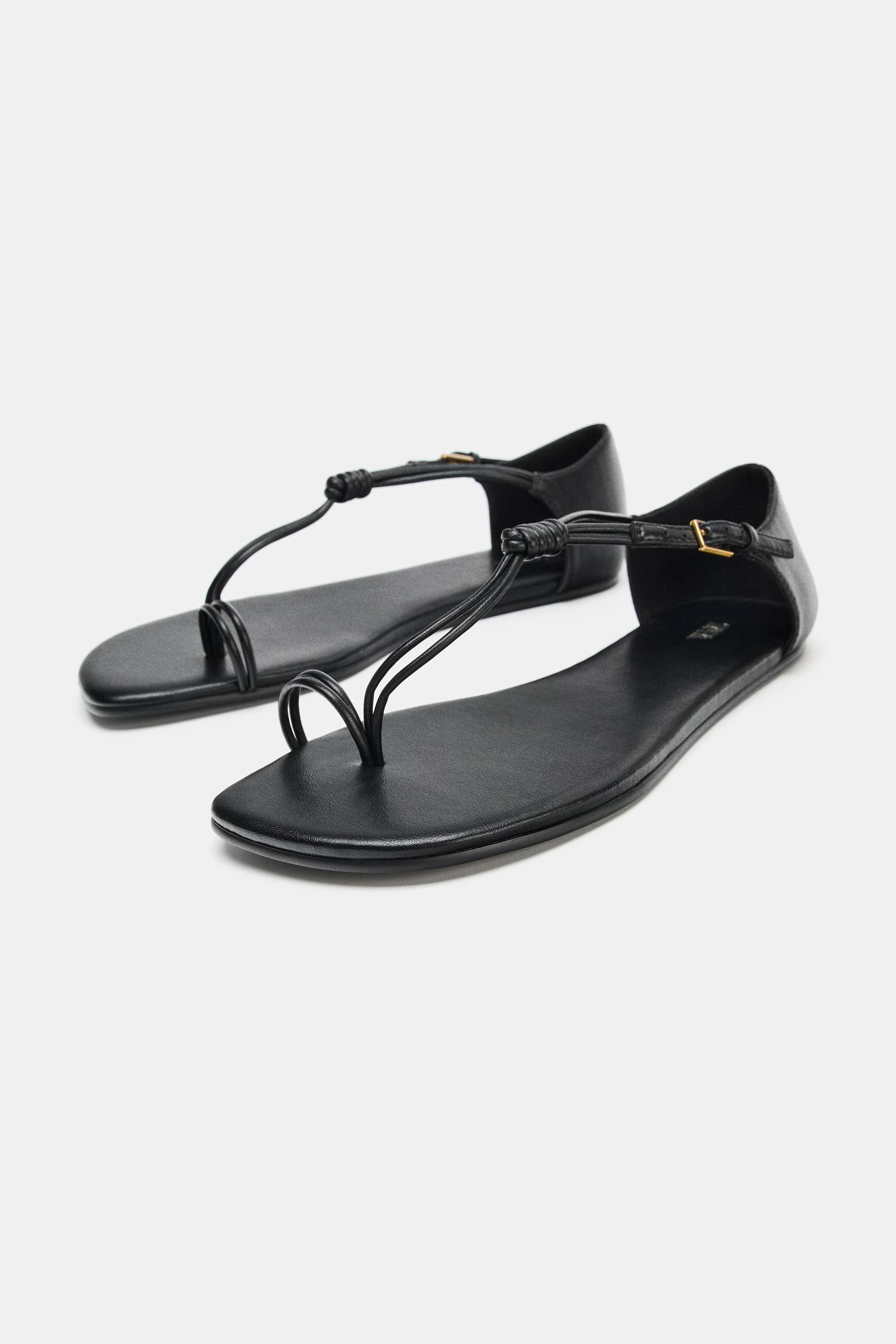 FLAT SANDALS WITH KNOTTED TOE STRAP | Zara US