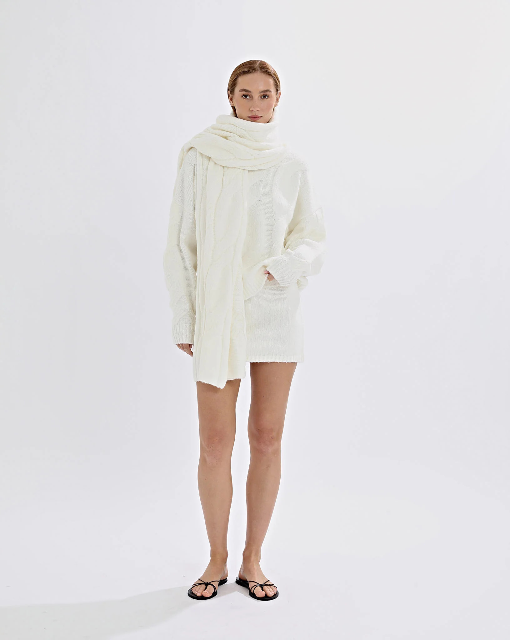 Bimmi Knit Scarf Cream | One Mile