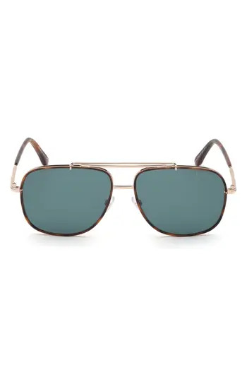 TOM FORD Benton 58mm Aviator Sunglasses in Shiny Rose Gold /Blue at Nordstrom Rack | Nordstrom Rack