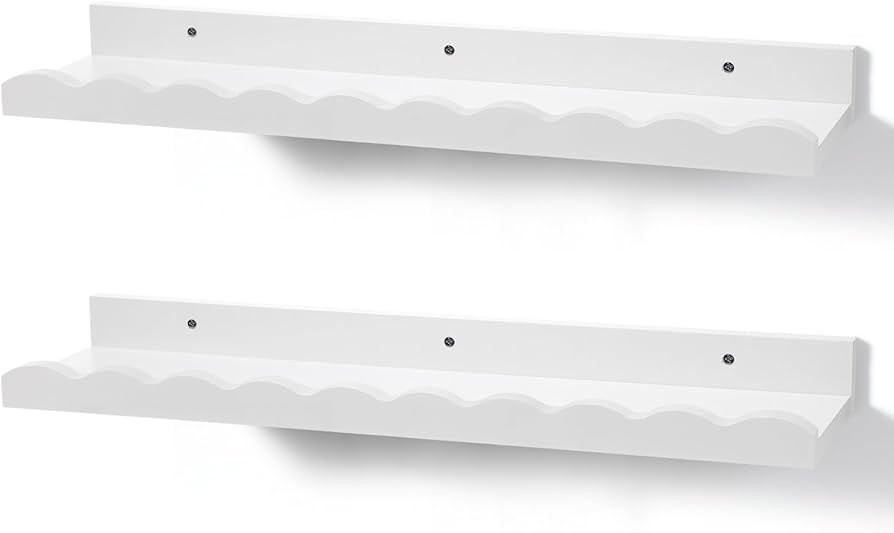 Suzile Nursery Floating Shelves Set of 2 Wood Book Shelves for for Kids Room, Bathroom, Bedroom, ... | Amazon (US)