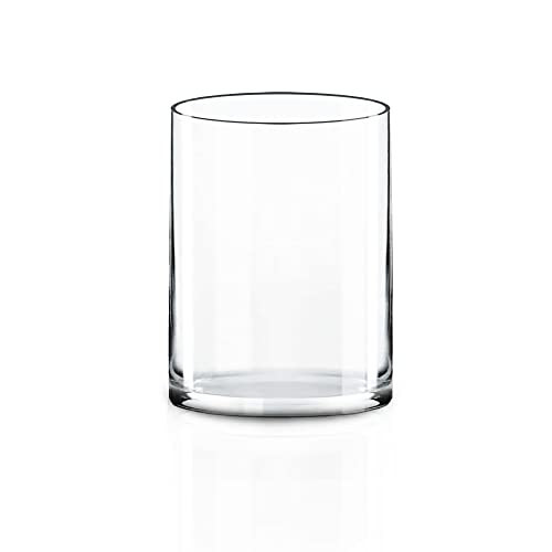 CYS EXCEL Cylinder Clear Glass Vase (H:8" D:6") | Multiple Size Choices Glass Flower Vase Centerpieces | Hurricane Floating Candle Holder Vase | Amazon (US)