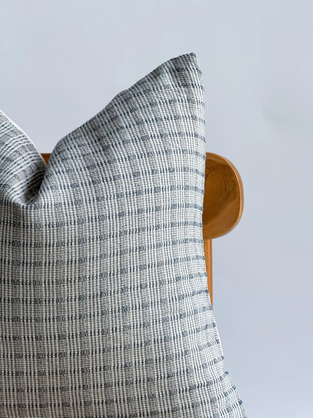 Neutral Plaid Blue Hand Woven Pillow Cover, Nautical Pillow, Beach Home Decor - Etsy | Etsy (US)