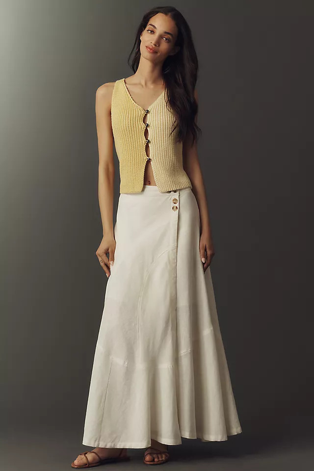Olivette Linen Cotton Maxi Skirt | Anthropologie (US)