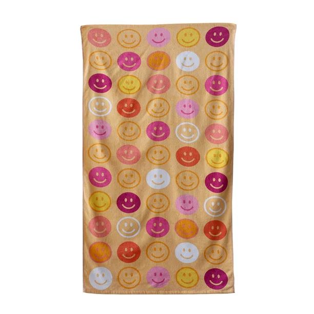 Mainstays Velour Beach Towel, Smiley, Orange, 28x60 | Walmart (US)