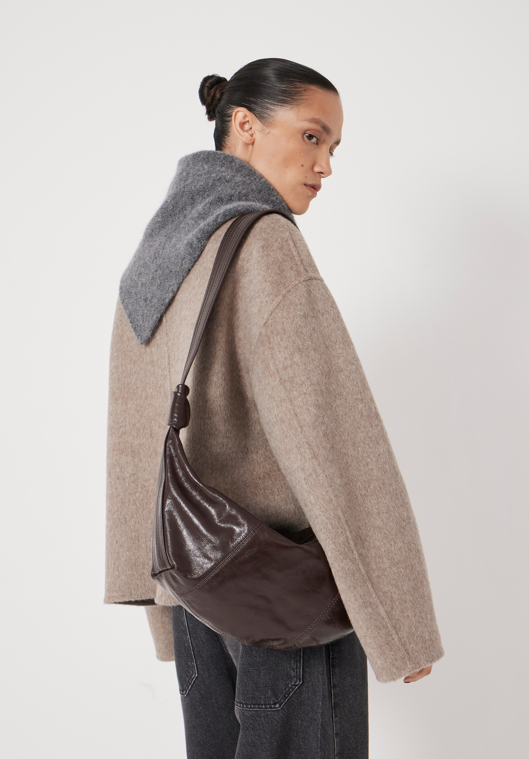 Oversized Leather Crescent Bag | Hush UK