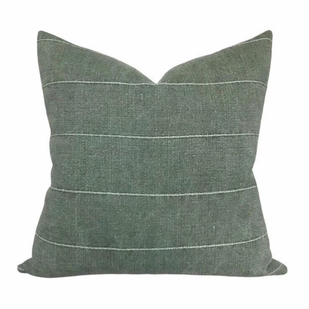 Green Vintage Pillow Cover // Farmhouse Decor Pillow // Gage - Etsy | Etsy (US)