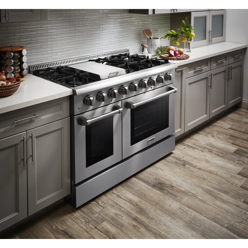 Propane Converted 48" 6.7 cu. ft. Freestanding Dual Fuel Range with Griddle | Wayfair Professional